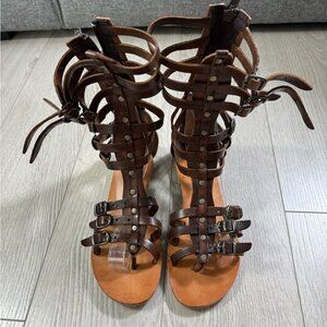 Sandalo Brown Hand Made Greek Gladiator Buckle Sandals